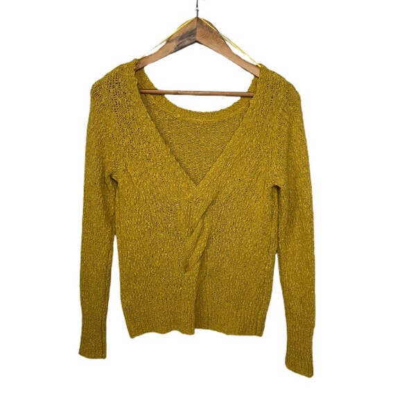 S V-back Knit Sweater, Mustard - Picture 2 of 9